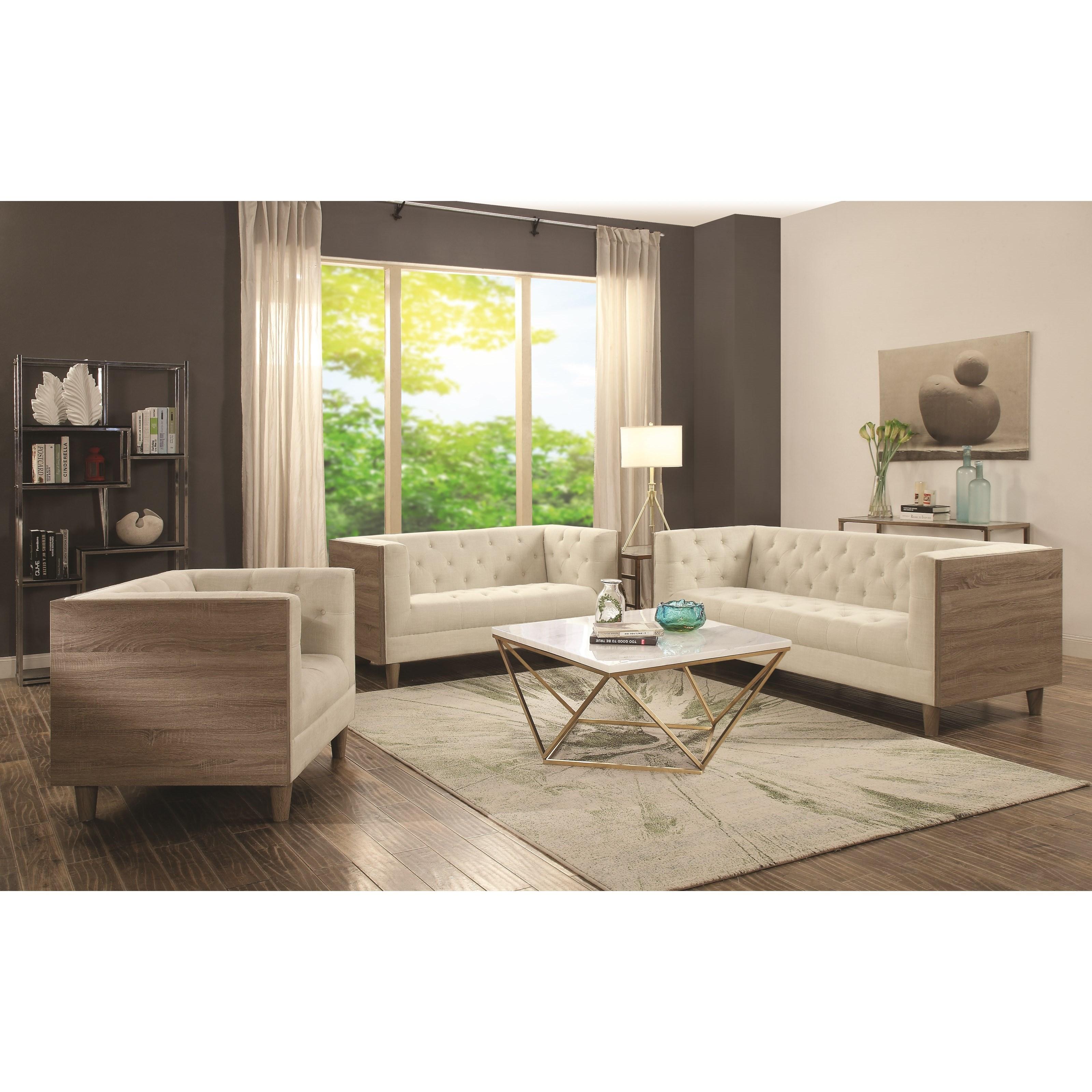 Coaster Furniture Meryl 700846 Square Faux Marble Top Coffee Table - White and Gold - Image 3