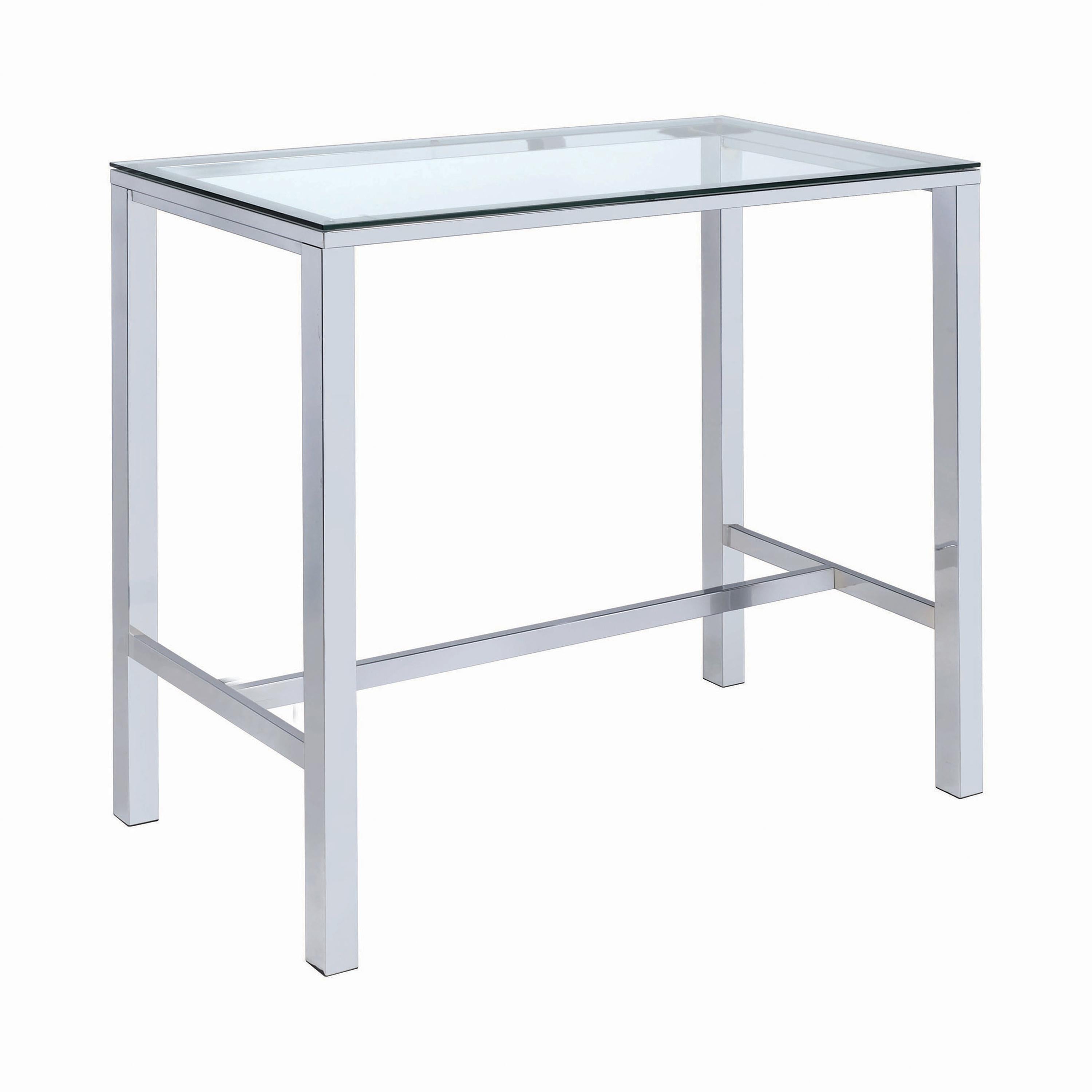 Coaster Furniture Tolbert 104873 Rectangular 47-inch Glass Top Pub Bar Table - Chrome - Image 1