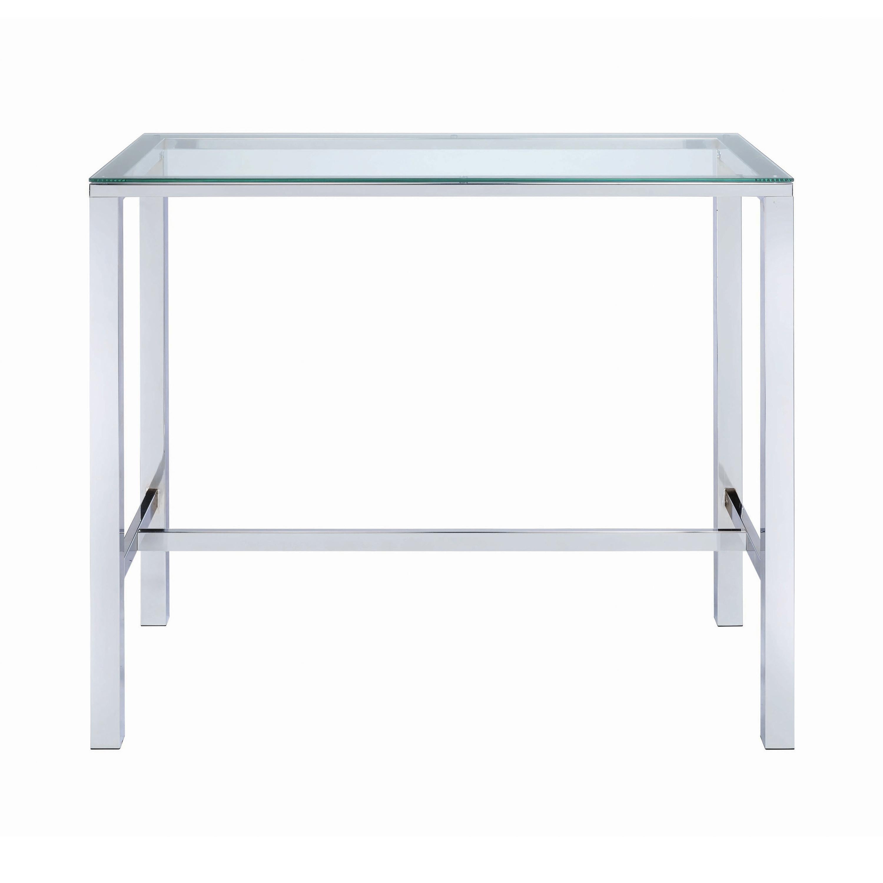 Coaster Furniture Tolbert 104873 Rectangular 47-inch Glass Top Pub Bar Table - Chrome - Image 2