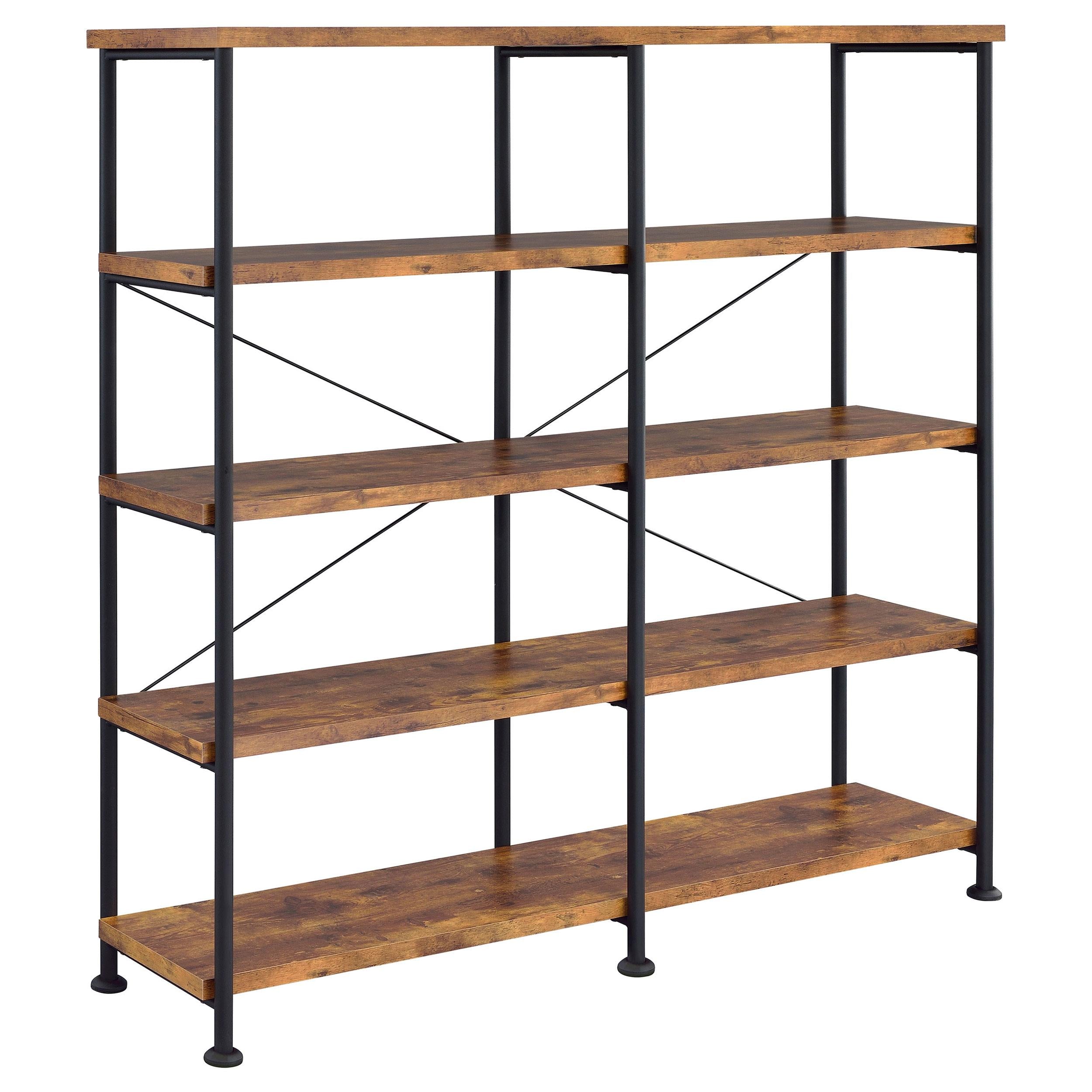 Coaster Furniture Analiese 801543 63-inch 4-shelf Double Bookshelf – Rustic Nutmeg