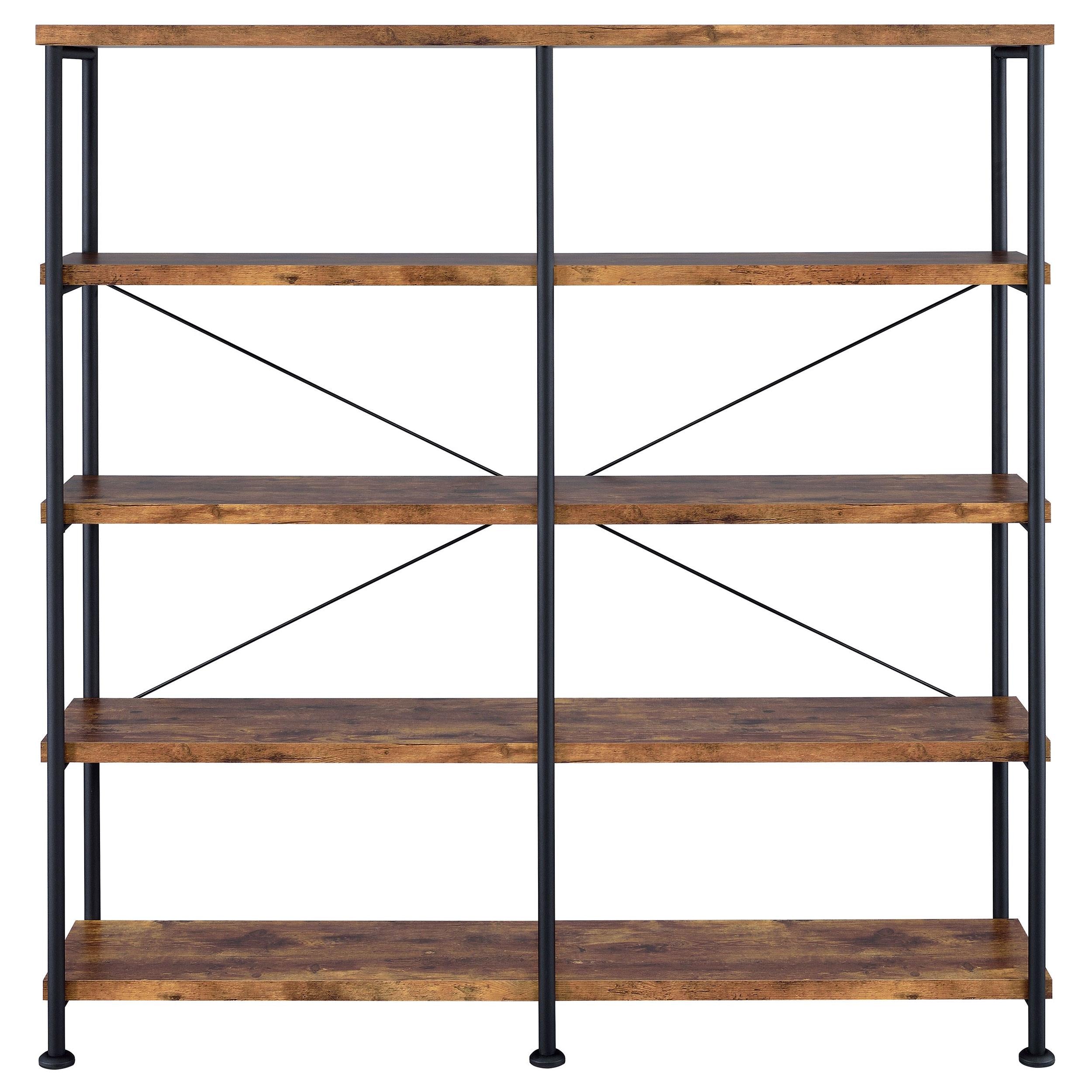 Coaster Furniture Analiese 801543 63-inch 4-shelf Double Bookshelf - Rustic Nutmeg - Image 2