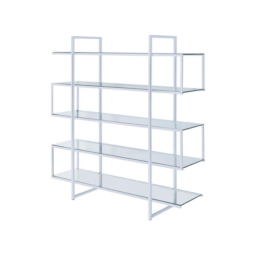 Coaster Furniture Elmer 801304 63-inch 5-shelf Bookshelf - Clear and Chrome - Image 2