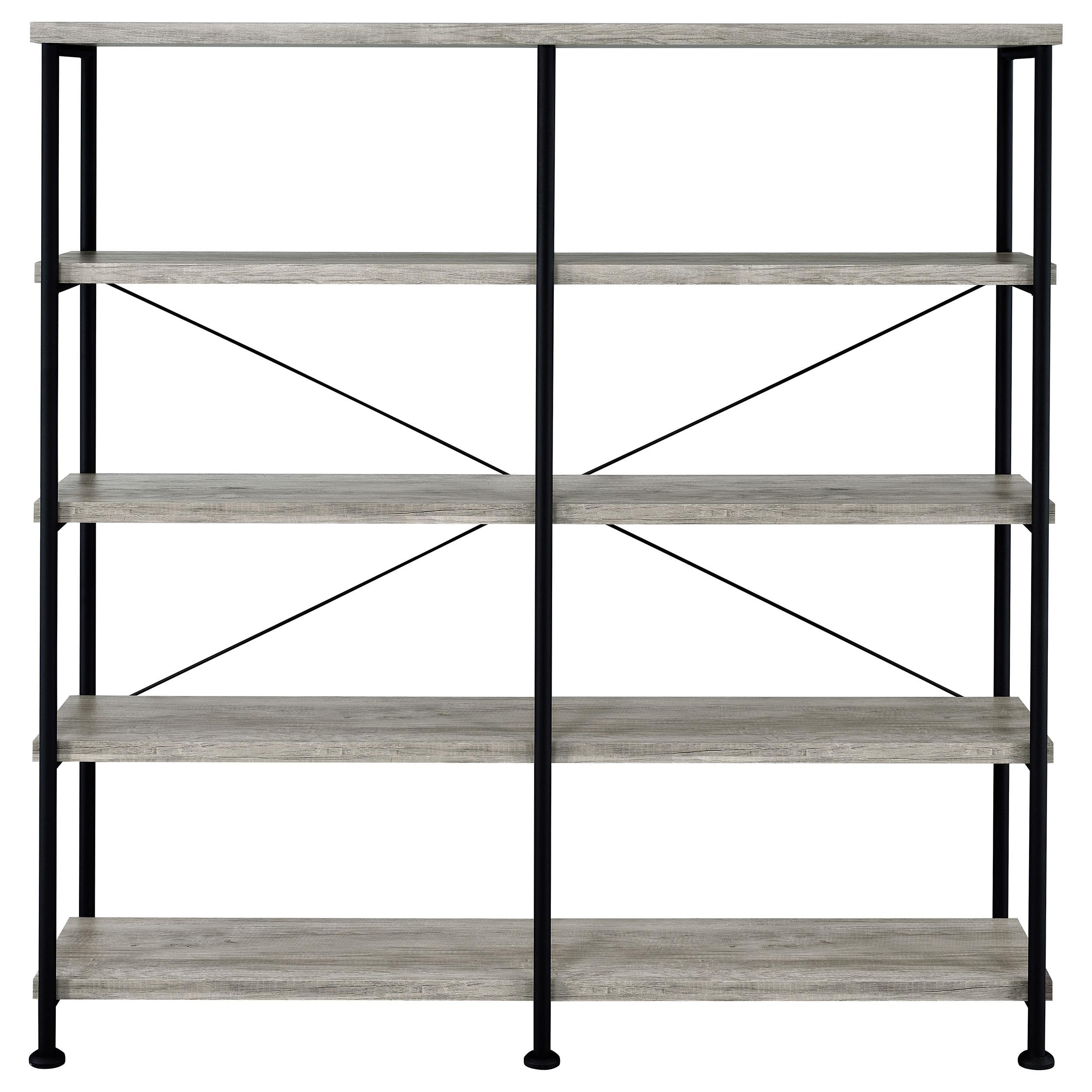 Coaster Furniture Analiese 801544 63-inch 4-shelf Double Bookshelf - Grey Driftwood - Image 2