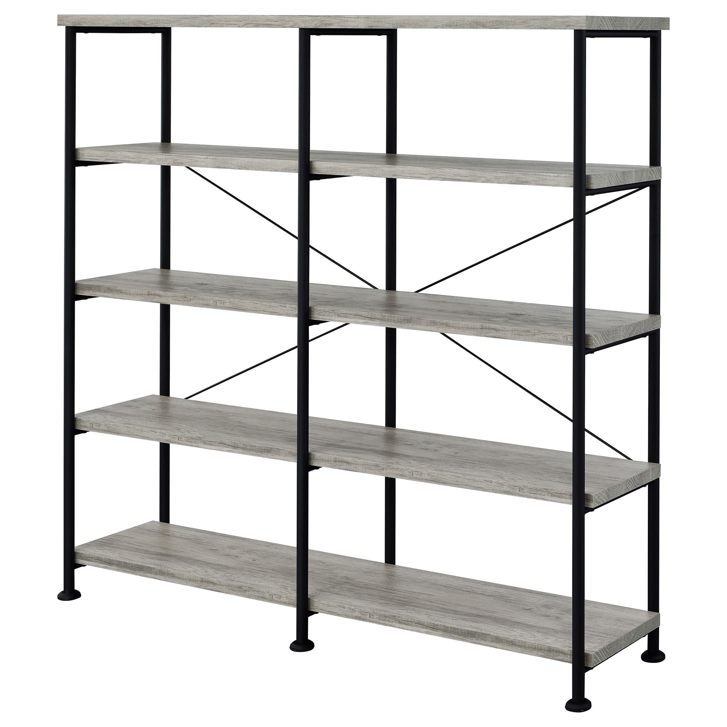 Coaster Furniture Analiese 801544 63-inch 4-shelf Double Bookshelf - Grey Driftwood - Image 3