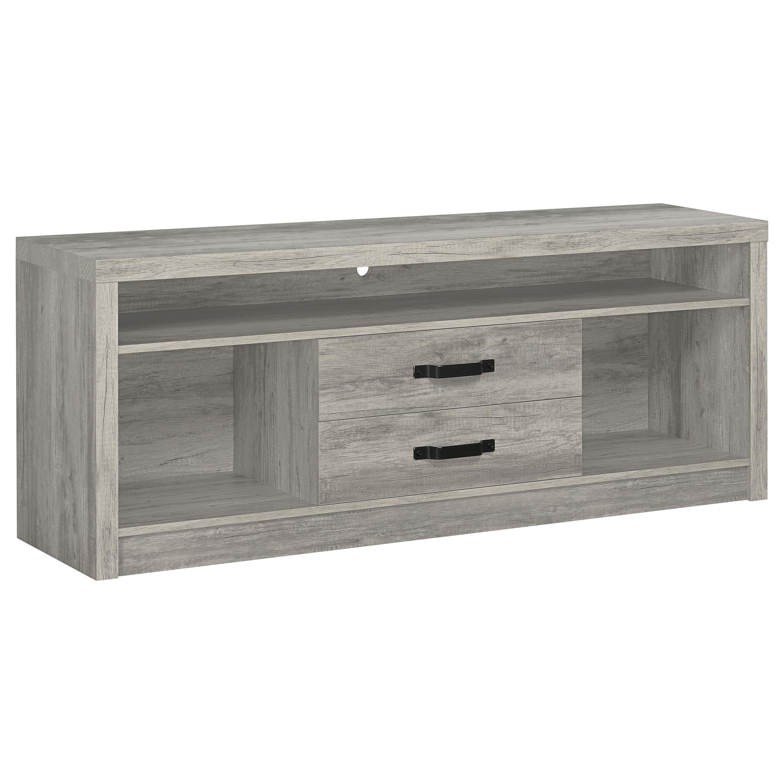 Coaster Furniture Burke 701024 2-Drawer Engineered Wood 59″ TV Stand – Grey Driftwood