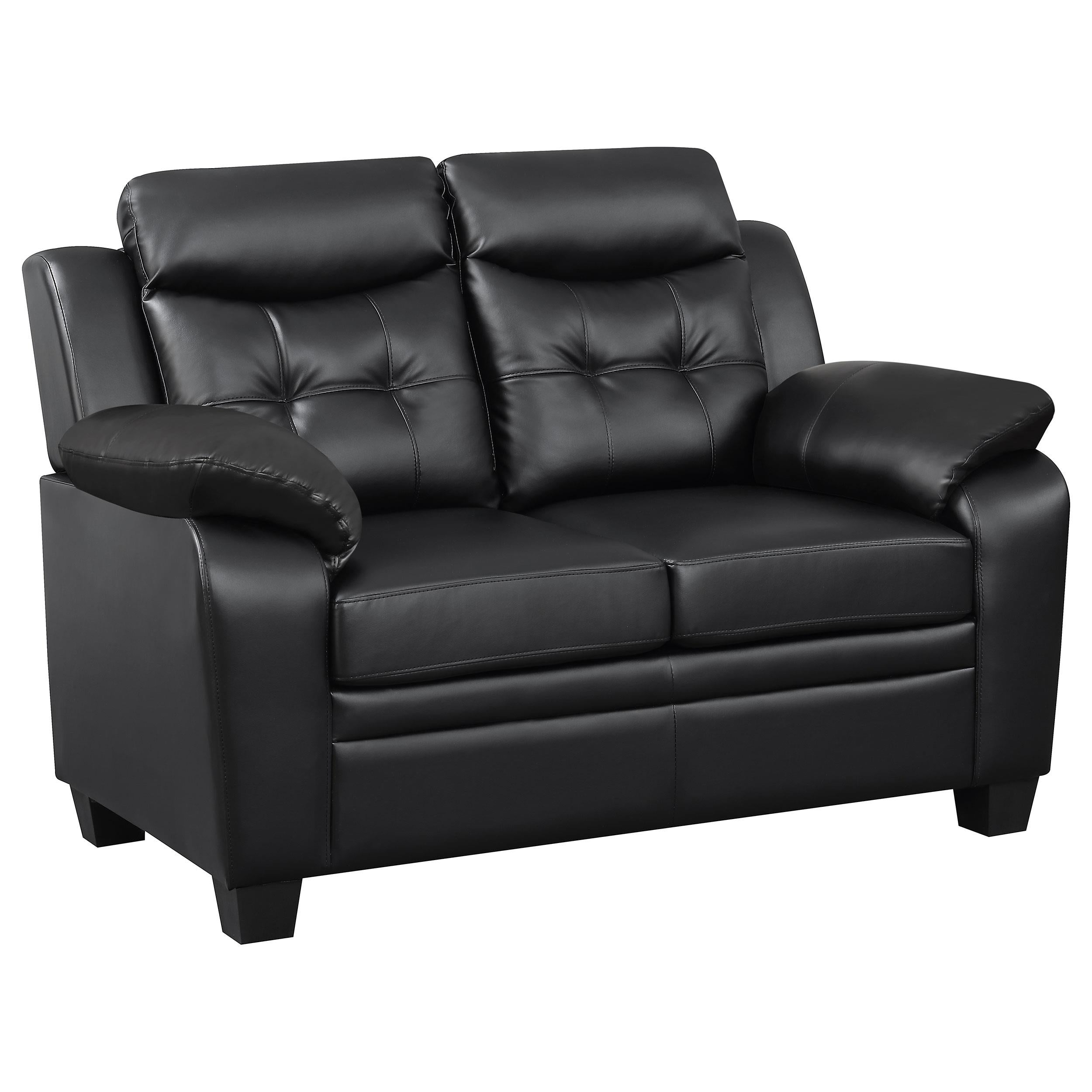 Coaster Furniture Finley 506552 Upholstered Padded Arm Tufted Loveseat – Black