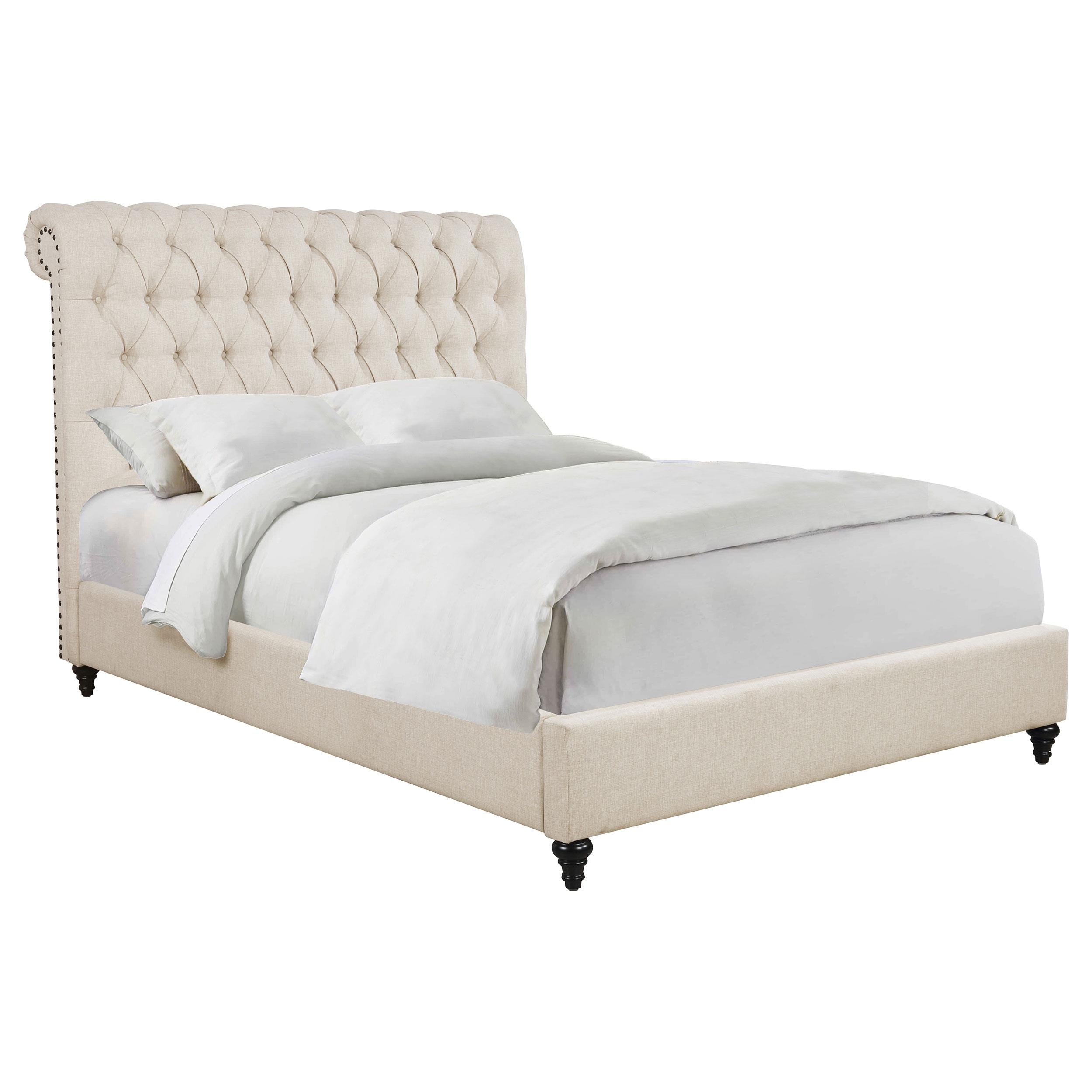 Coaster Furniture Devon 300525F 57-inch Upholstered Full Panel Bed - Beige - Image 2