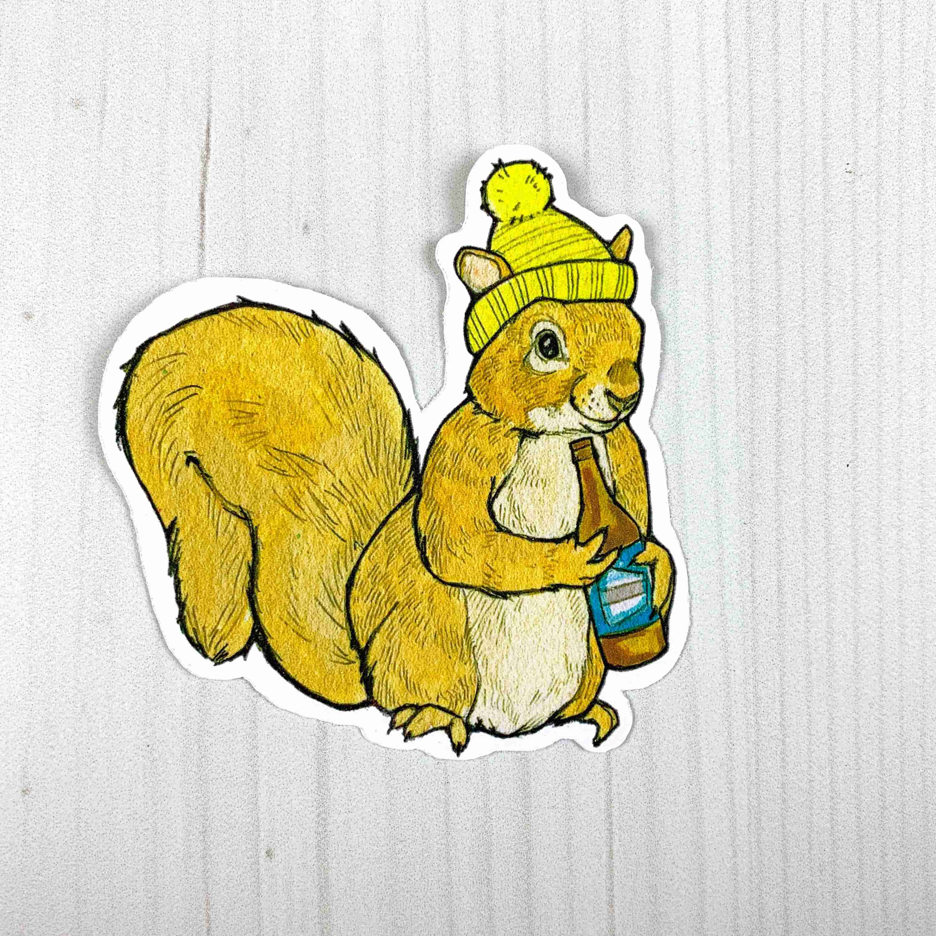 Beer Squirrel Vinyl Sticker - Image 1