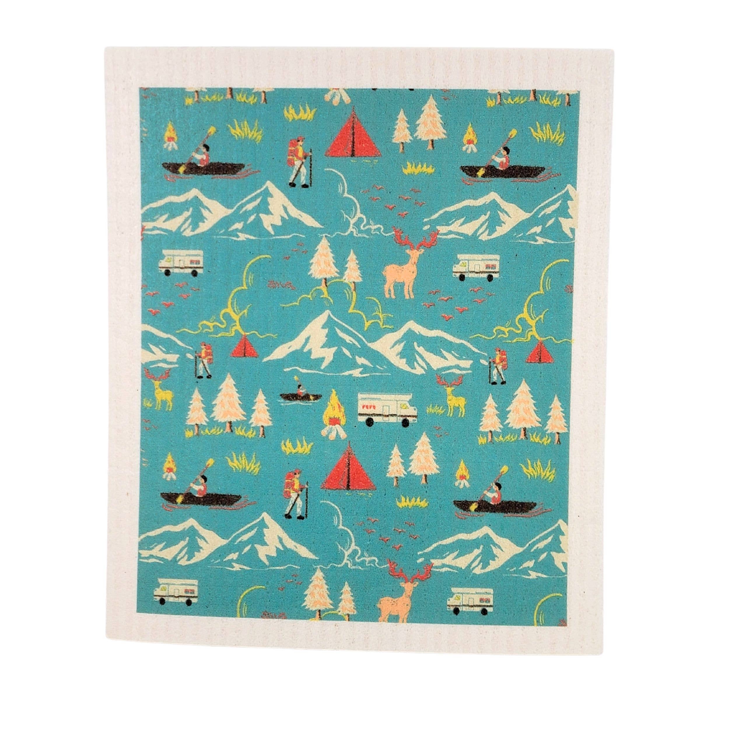 Summer Camping Collage Swedish Dishcloth - Sponge cloth - Image 1