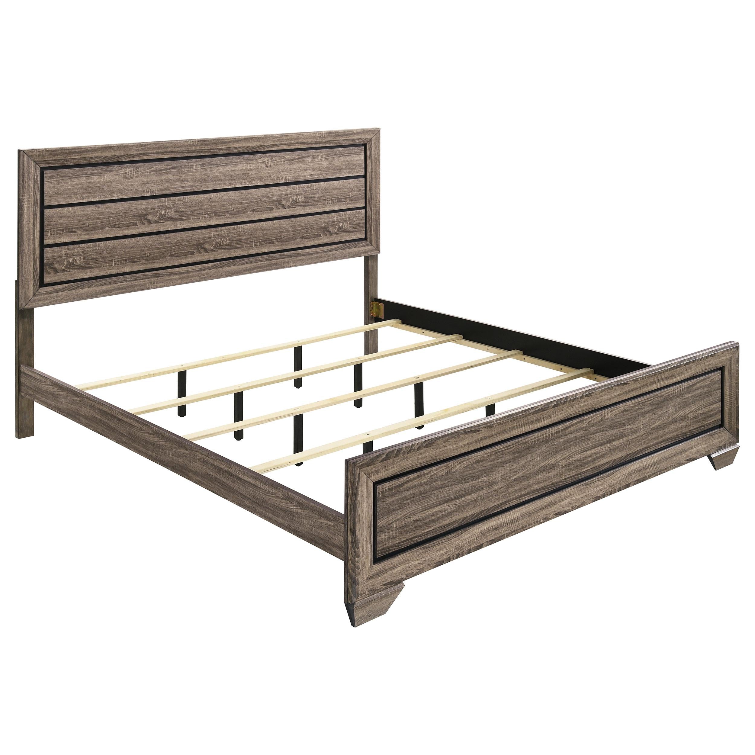 Coaster Furniture Kauffman 204191KE Wood Eastern King Panel Bed - Washed Taupe - Image 1