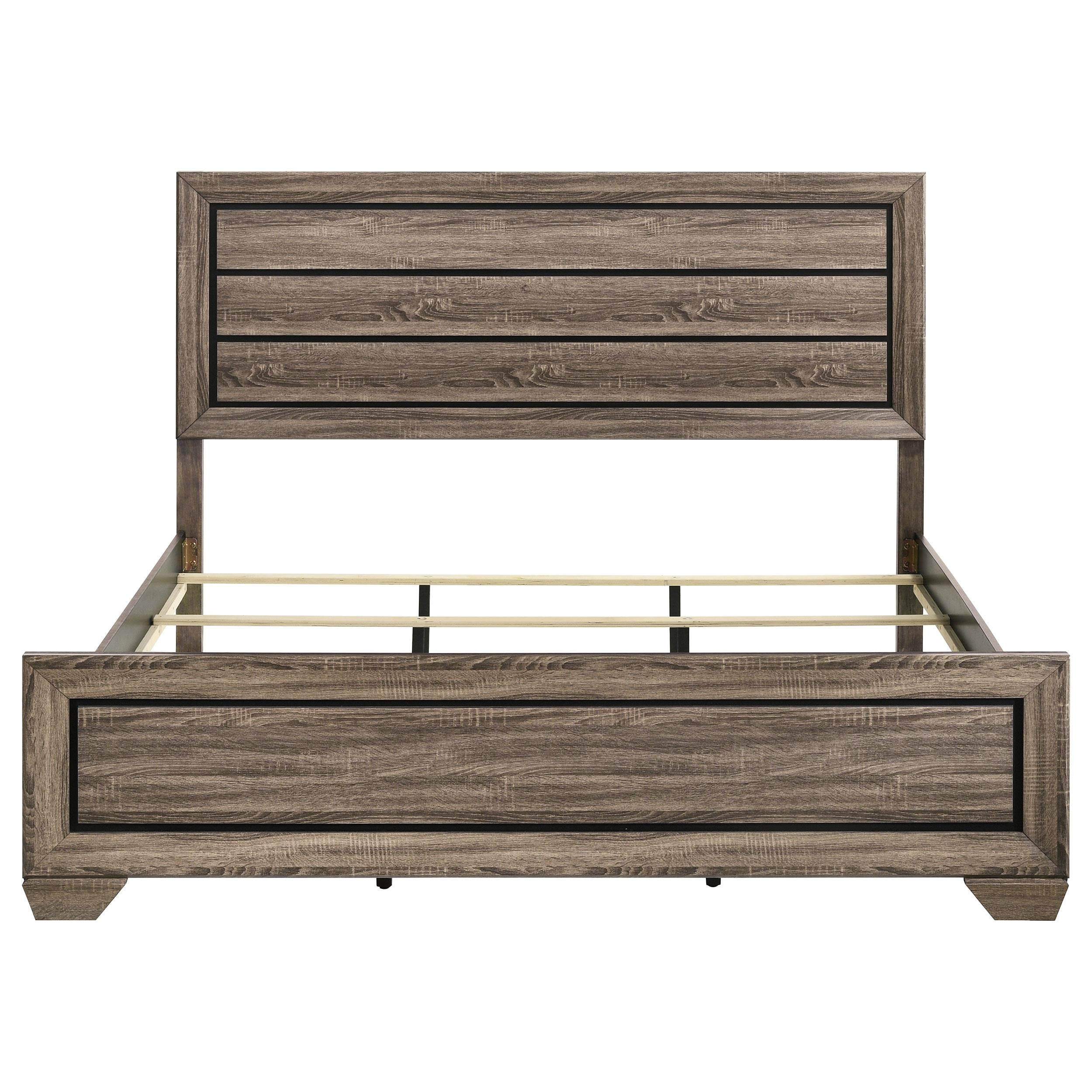 Coaster Furniture Kauffman 204191KE Wood Eastern King Panel Bed - Washed Taupe - Image 3
