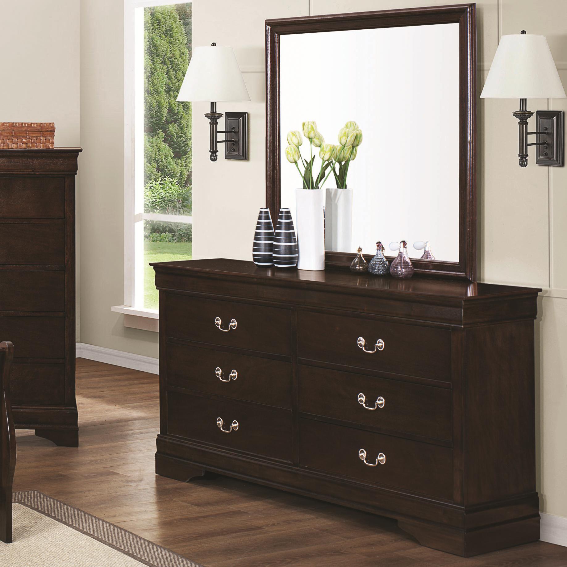 Coaster Furniture Louis Philippe 6-Drawer Dresser with Mirror 202413/202414 - Image 1