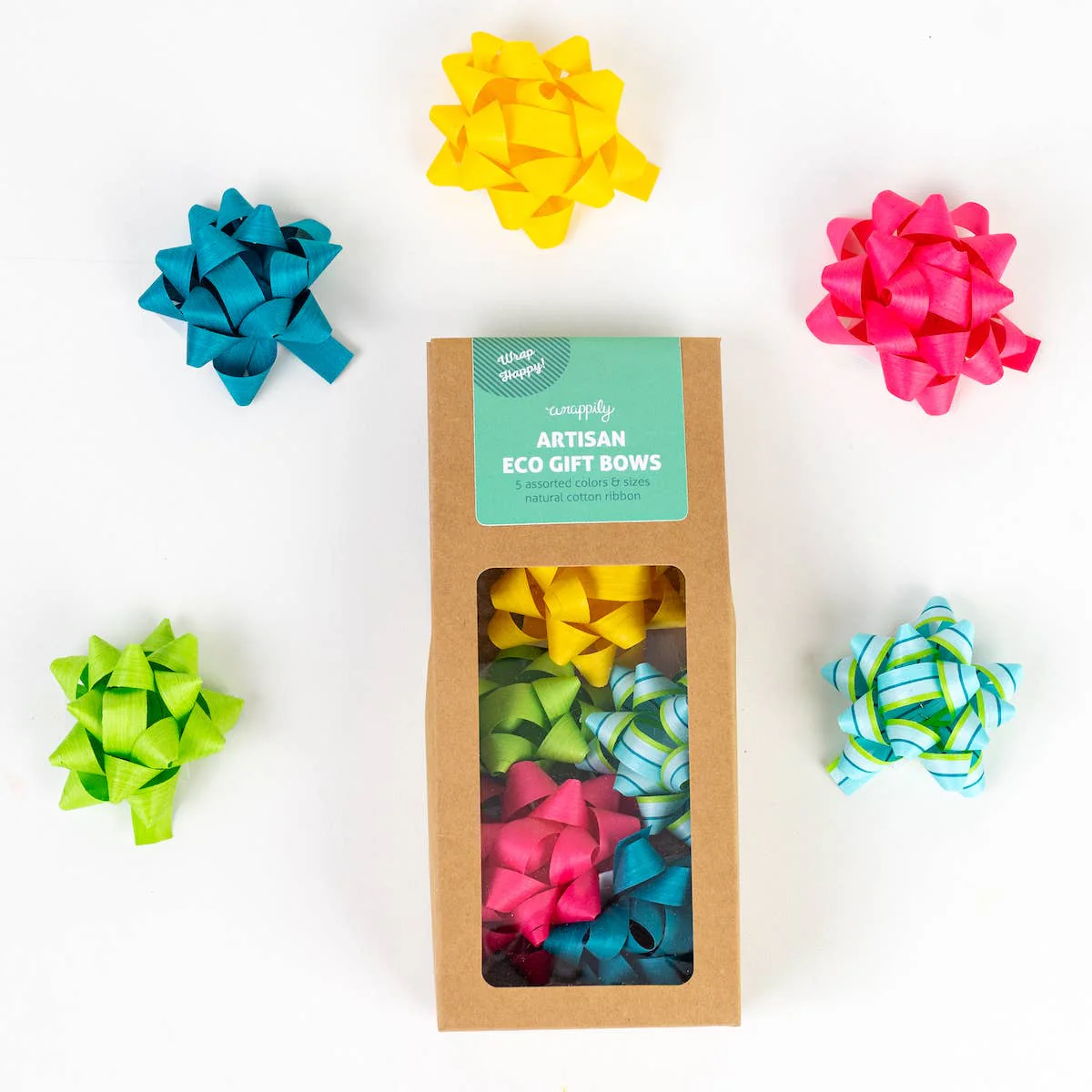 Eco Gift Bows • Artisanal Natural Cotton • Brights Mix - Image 1