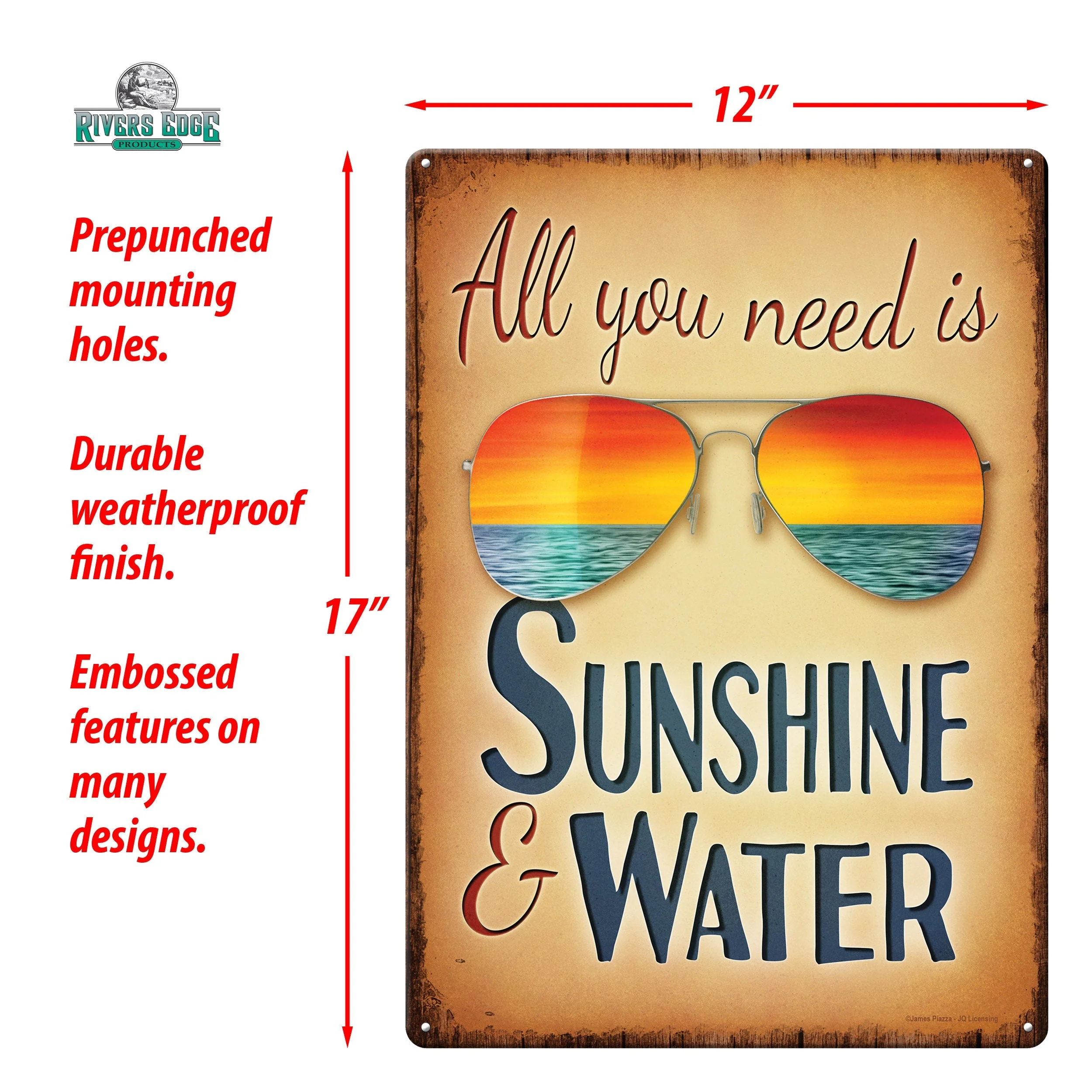 Tin Sign 12in x 17in-Sunshine and Water - Image 2