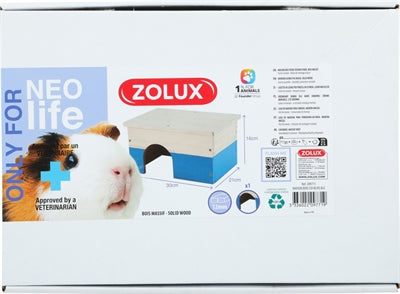 Zolux Neolife Wooden House Guinea Pig Blue - Image 2