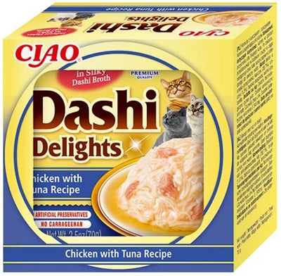 Inaba Dashi Delights Chicken with Tuna – Premium Cat Treat in Japanese Broth (70 g)