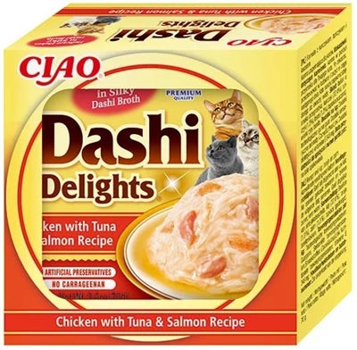 Inaba Dashi Delights Chicken with Tuna & Salmon – Smooth Cat Meal with Broth (70 g)