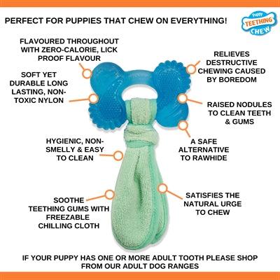 Nylabone Puppy Freezer Bone With Wash Cloth Peanut Butter Flavor - With snack dispenser - Image 2