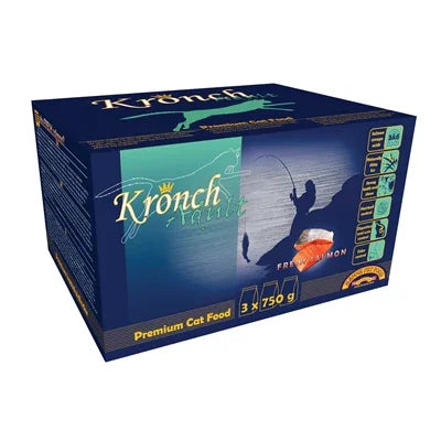 Kronch Premium Cat Food with Salmon and Chicken – Complete food for cats – 3 x 750 g - Image 1