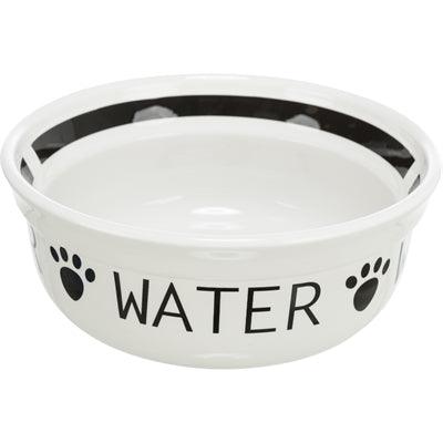Trixie Ceramic Dog Water Bowl, White/Black