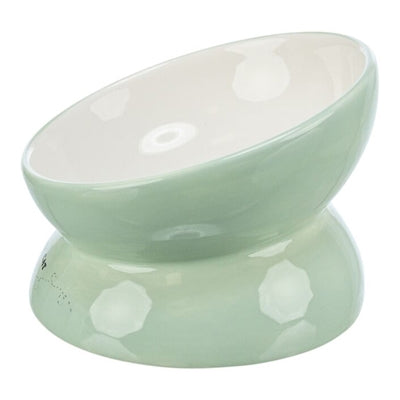 Trixie Elevated Cat Food/Water Bowl, Ceramic, Sage/White - Image 2