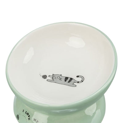 Trixie Elevated Cat Food/Water Bowl, Ceramic, Sage/White - Image 3