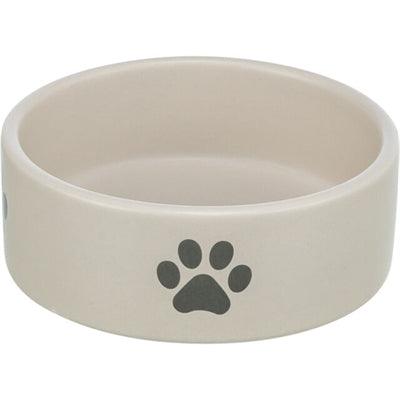 Trixie Dog Food Bowl / Water Bowl with Paw Print Design, Ceramic, Light Grey / Grey - Image 2