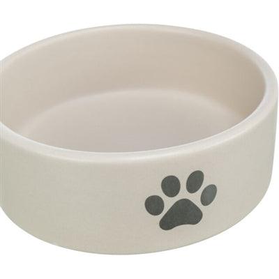 Trixie Dog Food Bowl / Water Bowl with Paw Print Design, Ceramic, Light Grey / Grey - Image 3