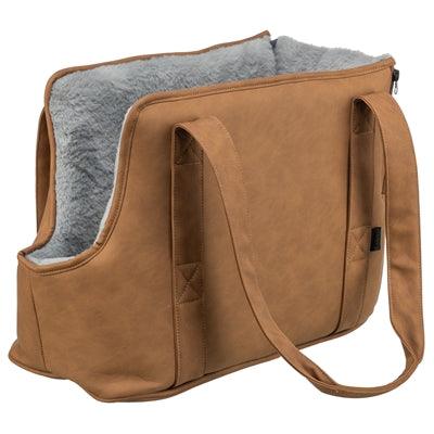 Trixie Evelyn Dog Bag – Brown/Gray – 40 x 20 x 30 cm – Luxury Carrier Bag with Plush Interior