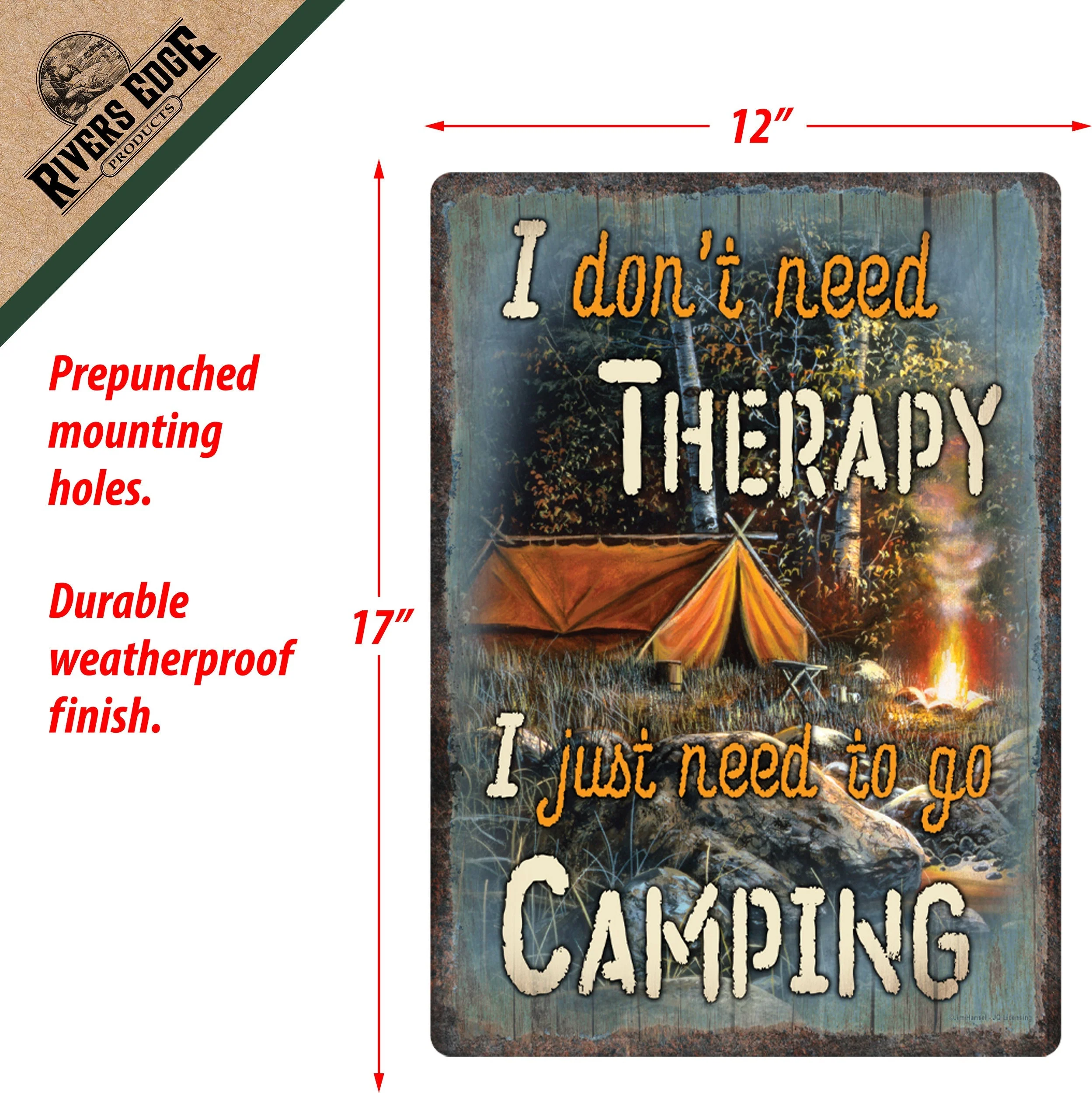 Tin Sign 12in x 17in-Therapy Camping - Image 2