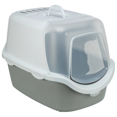 Trixie Vico Open Top Cat Litter Box with Hood Light Gray/White