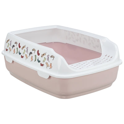 Trixie Delio Cat Litter Box with Edge Printed Light Pink/White