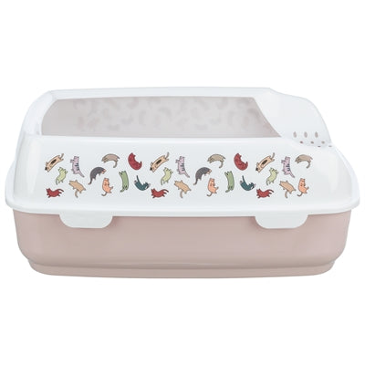 Trixie Delio Cat Litter Box with Edge Printed Light Pink/White - Image 3