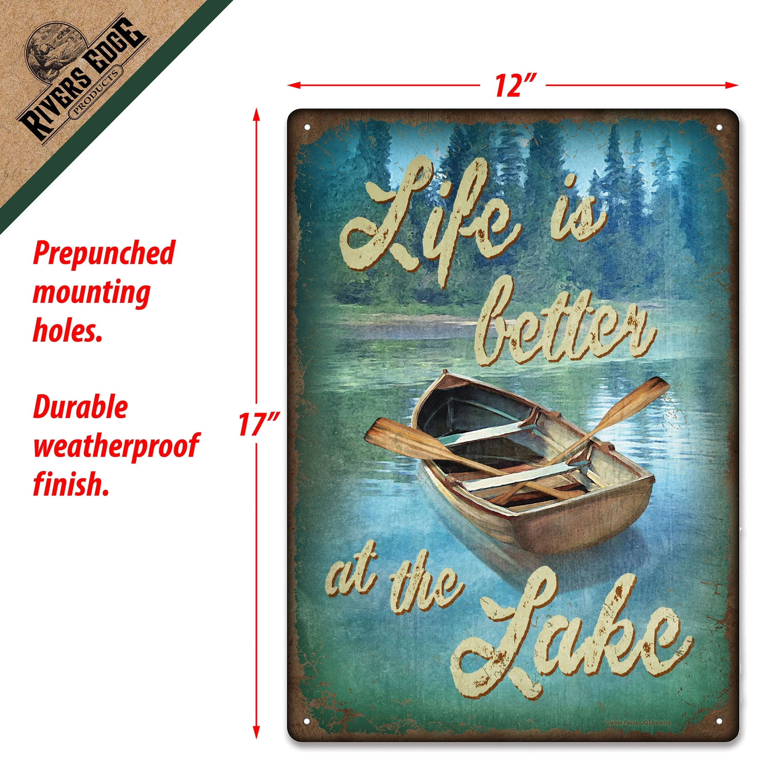 Tin Sign 12in x 17in-Life Better Lake - Image 3