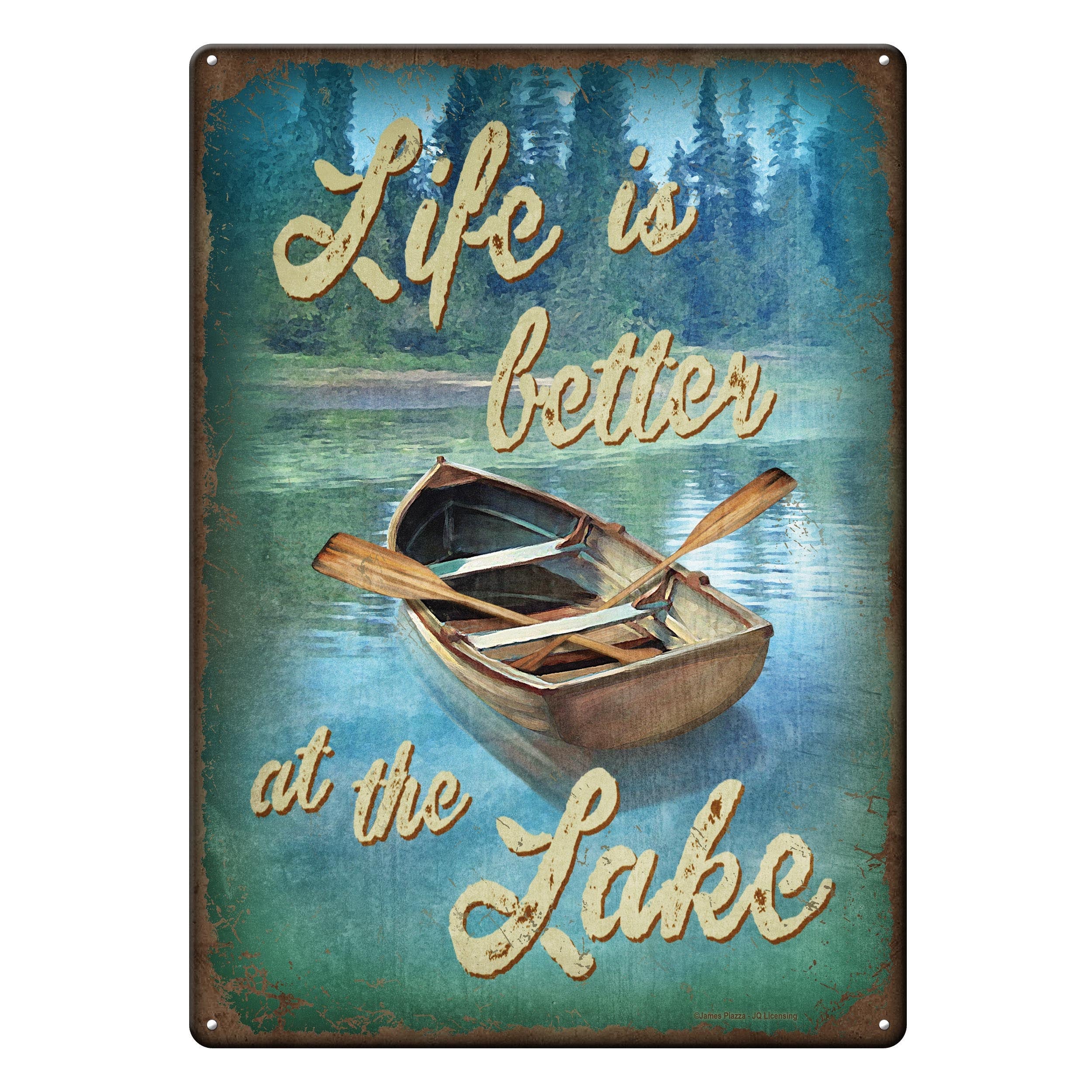 Tin Sign 12in x 17in-Life Better Lake