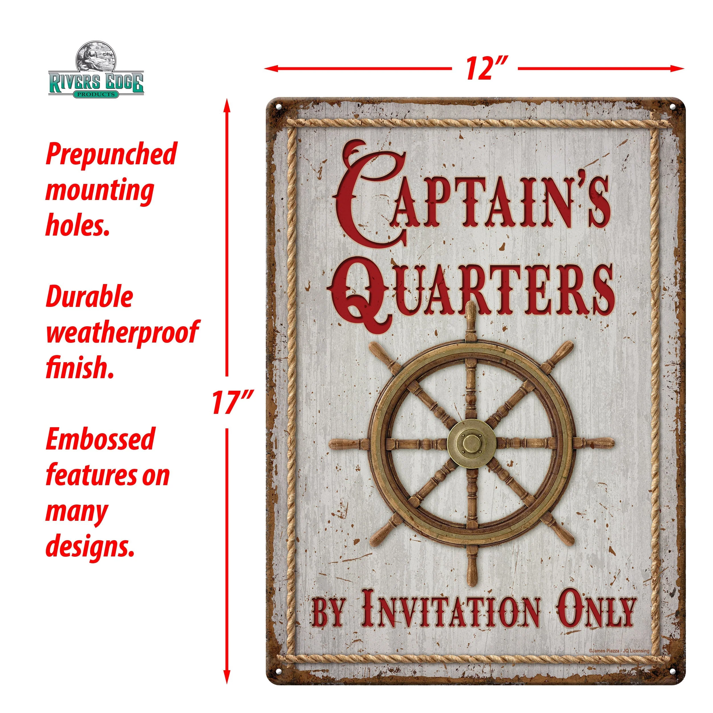 Tin Sign 12in x 17in-Captain's Quarters - Image 3