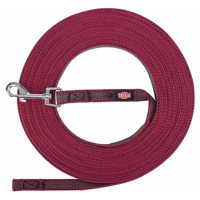 Trixie Dog Leash Tow Line With Rubber Anti-Slip Sangria Red – long leash without loop