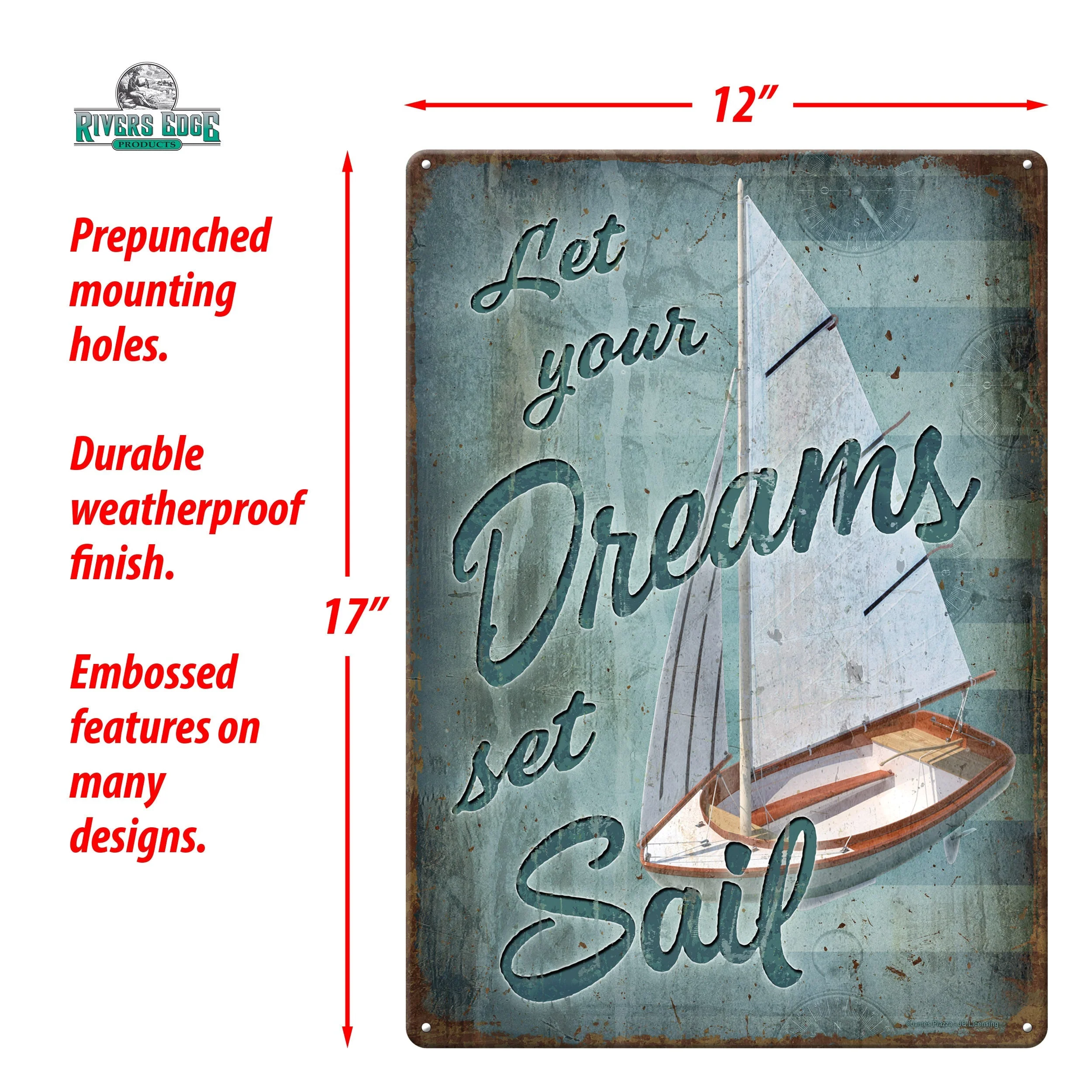Tin Sign 12in x 17in-Dreams Sail - Image 3