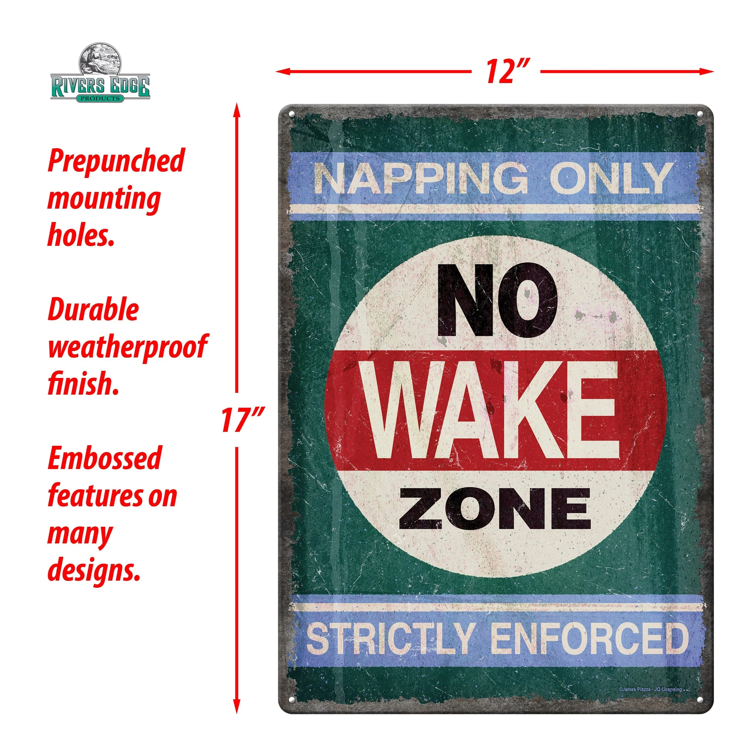 Tin Sign 12in x 17in-No Wake Zone - Image 2