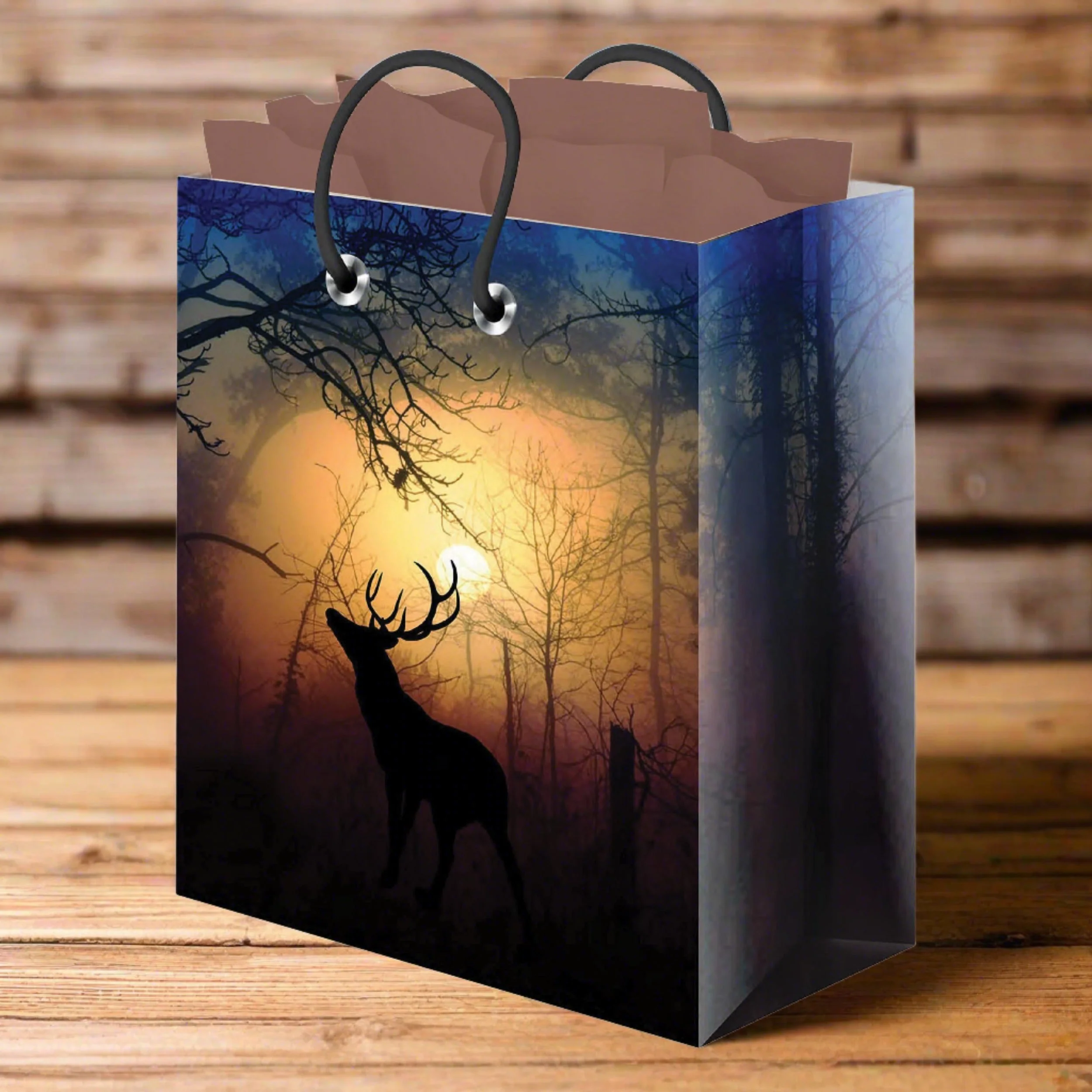 Gift Bag Medium with Tissue Paper-Deer Forest