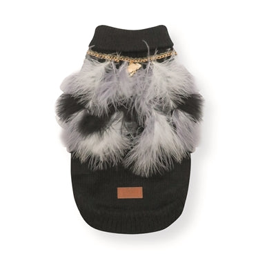 Croci Dog Sweater with Feathers Black/White - Image 2