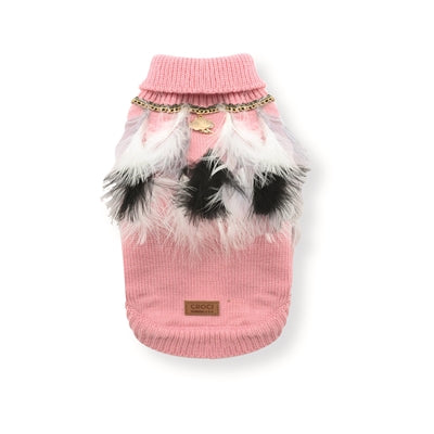 Croci Dog Sweater with Feathers Pink/White - Image 2