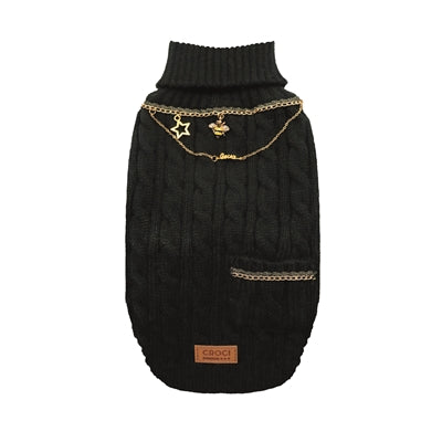Croci Dog Sweater with Chain, Gold/Black