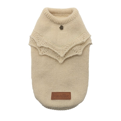 Croci Homy Frilly Cream Dog Sweater - Image 1