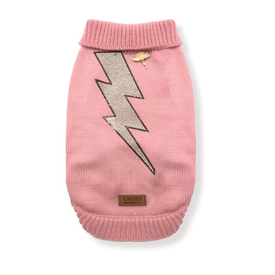 Croci Dog Sweater Thunder Lightning Bolt Pink - Image 2