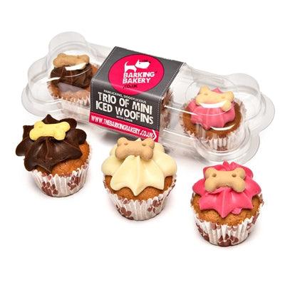The Barking Bakery Mini Iced Woofins Vanilla and Carob Trio Assortment