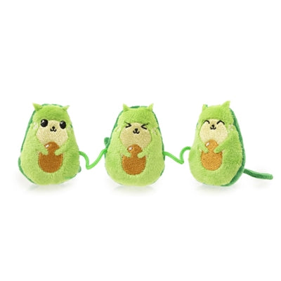 Fuzzyard avocatos on string with catnip plush – crinkling play trio – 15 cm