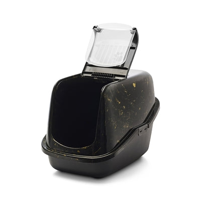 Savic Nestor Marble Black/Gold Cat Litter Box - Image 2