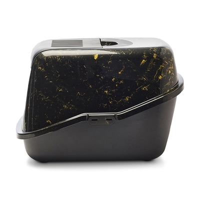 Savic Nestor Marble Black/Gold Cat Litter Box - Image 3