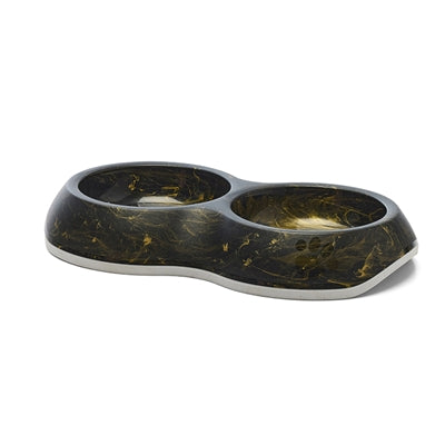 Savic Delice Double Food Bowl Marble Black / Gold